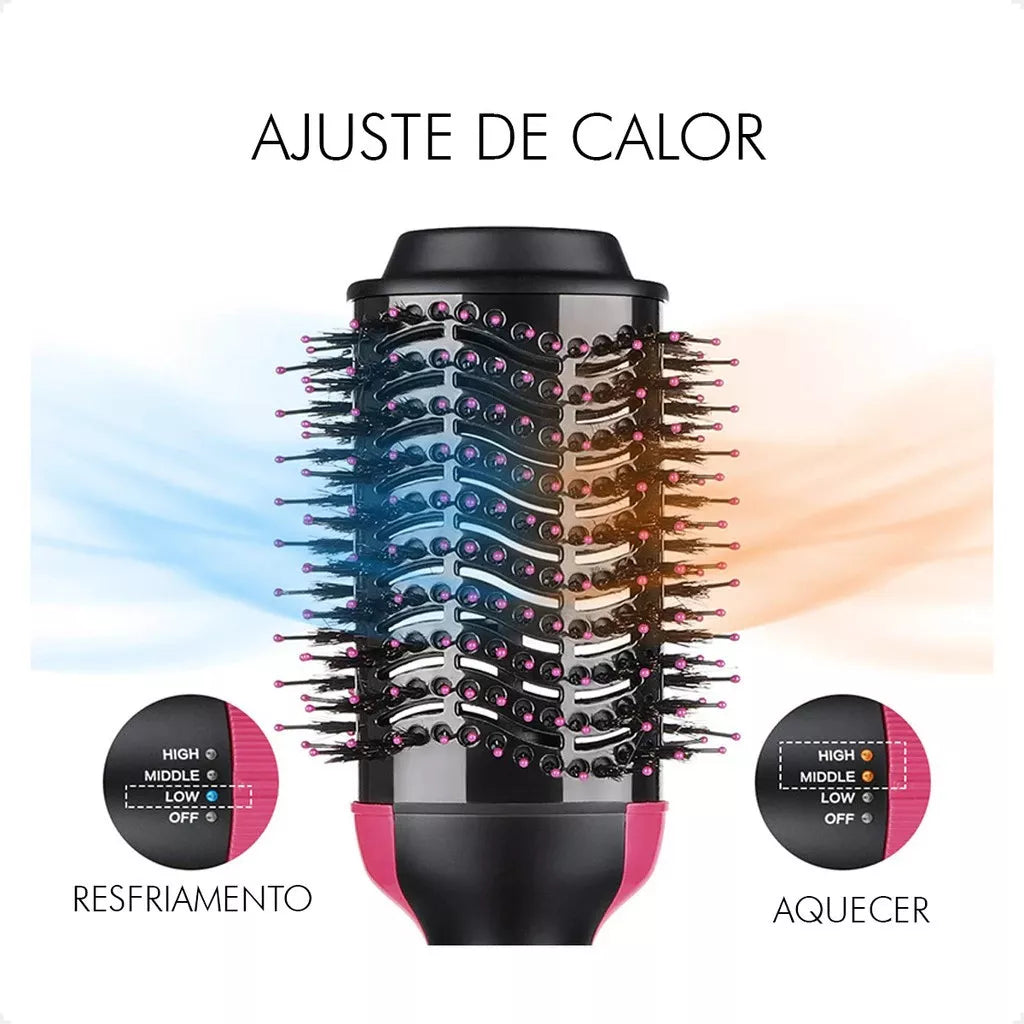 Escova Modeladora e Secadora 4 Em 1 Profissional 1200w Seca Alisa Modela Cabelo 110v