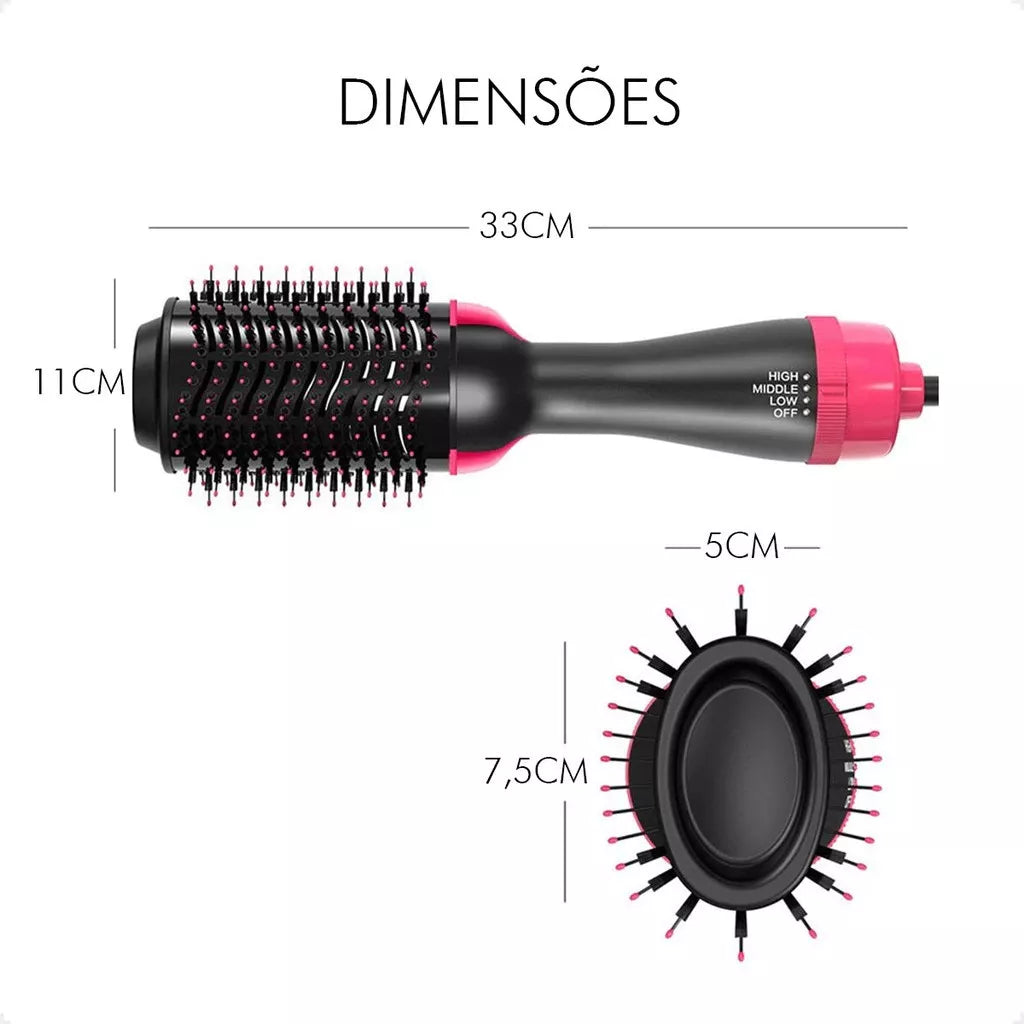 Escova Modeladora e Secadora 4 Em 1 Profissional 1200w Seca Alisa Modela Cabelo 110v
