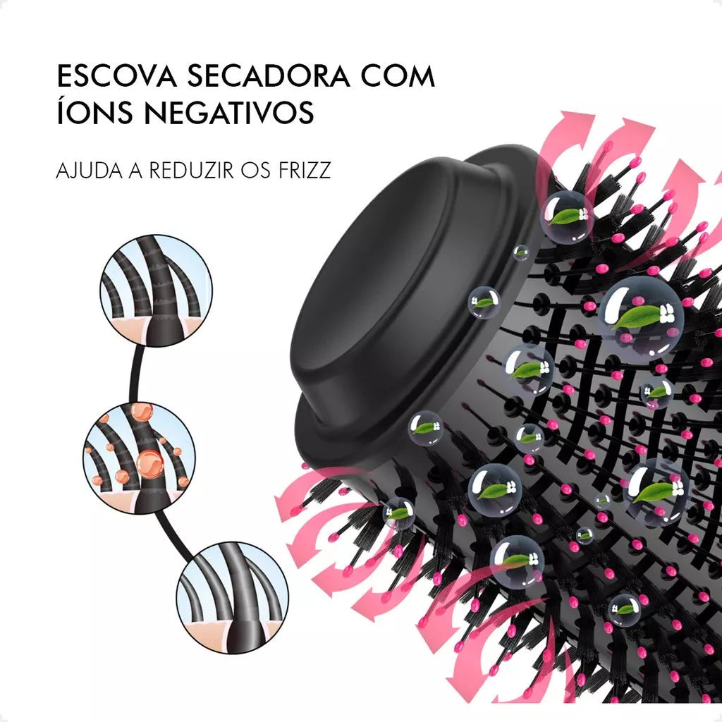 Escova Modeladora e Secadora 4 Em 1 Profissional 1200w Seca Alisa Modela Cabelo 110v
