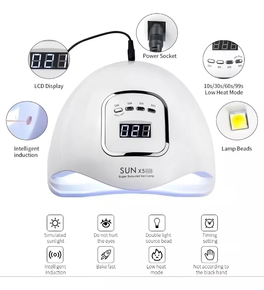 Cabine de Secador de Unhas com Gel LED UV Sun X5 Max 120w